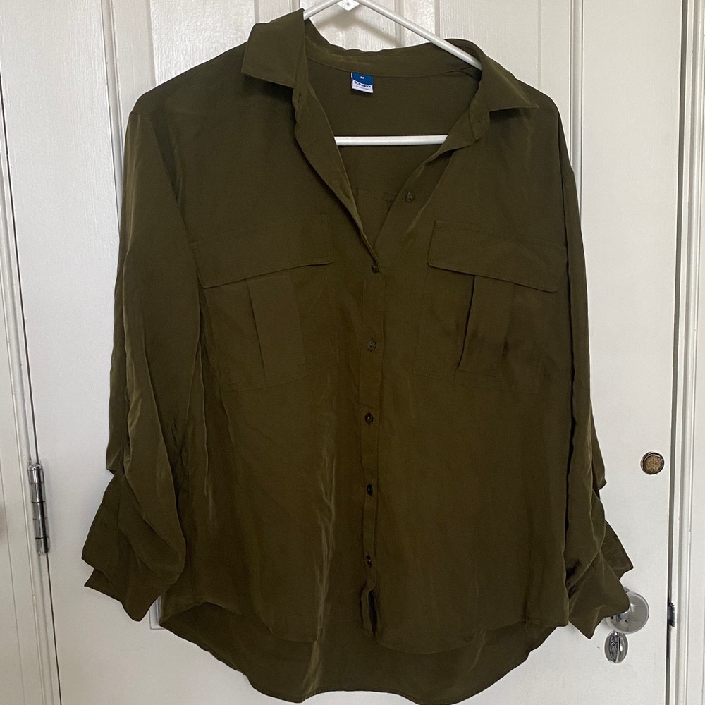 Old Navy Olive Green Button-Up Blouse